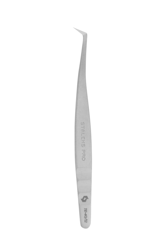 Staleks Pro Wimpernpinzette Expert 40 Typ 12 Gebogen für Volumen-Wimpernverlängerung (TE-40/12)