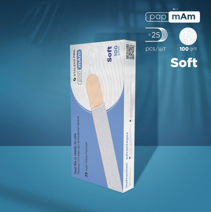 Staleks Pro Expert 20 Gerade Feile Soft Base Weiß + Holzbase 25 Stück (DWCE-20-Serie)