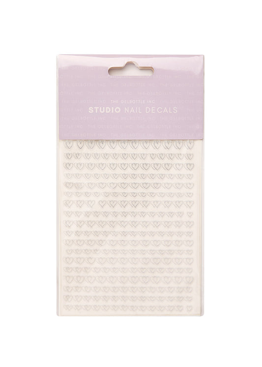 The GelBottle Studio Nail Decals Silber Herzumrisse