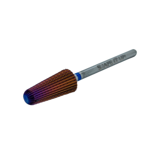 Shape It Up Hartmetall Fräsbit Lila Abgerundeter Vulkan Konus 2-Wege Medium Blau (Maniküre Pediküre)