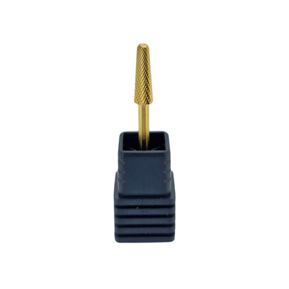 Shape It Up Hartmetall Fräser schmaler abgerundeter Kegel fein Gold Series (Maniküre Pediküre)