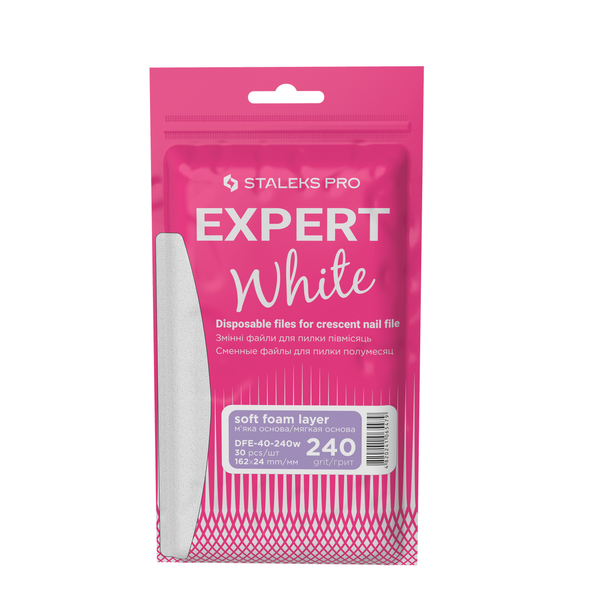 Staleks Pro Expert 40 Austauschbare Nagelfeilen Halbmond mit Schaumstoff 30 Stück (DFE-40 Serie)