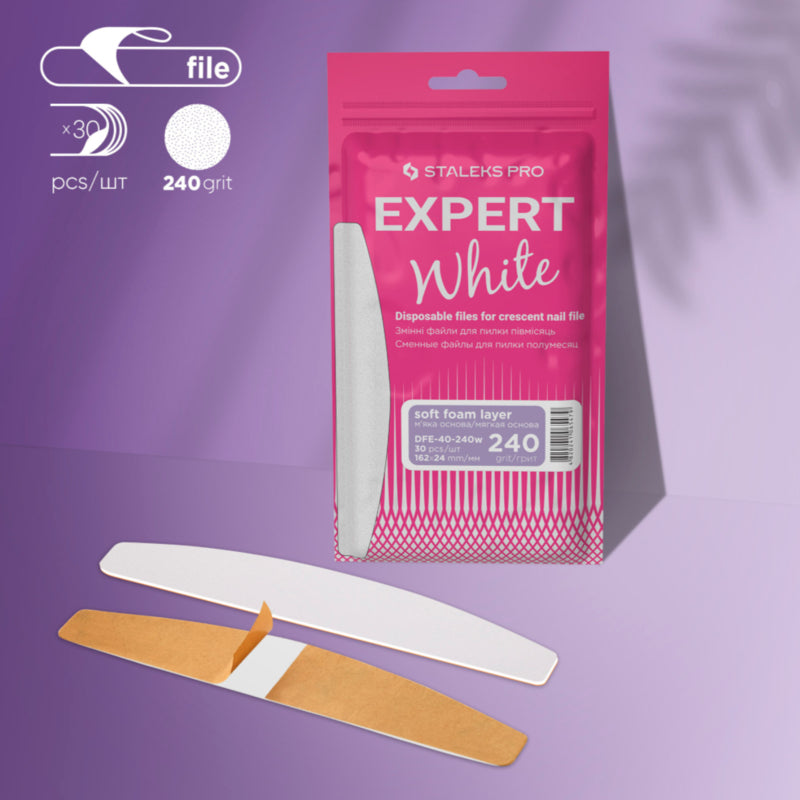 Staleks Pro Expert 40 Austauschbare Nagelfeilen Halbmond mit Schaumstoff 30 Stück (DFE-40 Serie)